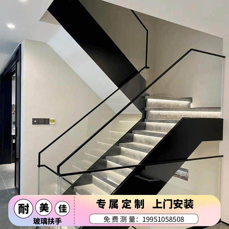 苏州玻璃楼梯扶手楼梯玻璃护栏无锡玻璃扶手楼梯扶手钢化玻璃