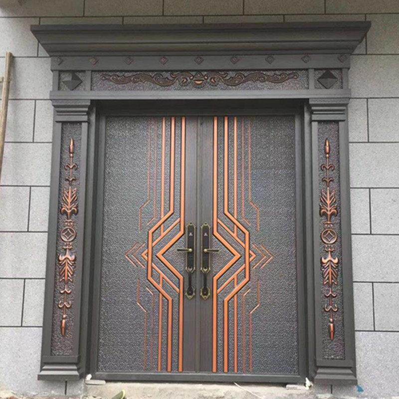 锌合金别墅大门铸铝门双开 关四开 入户门防盗门彷铜门进户门彷铸