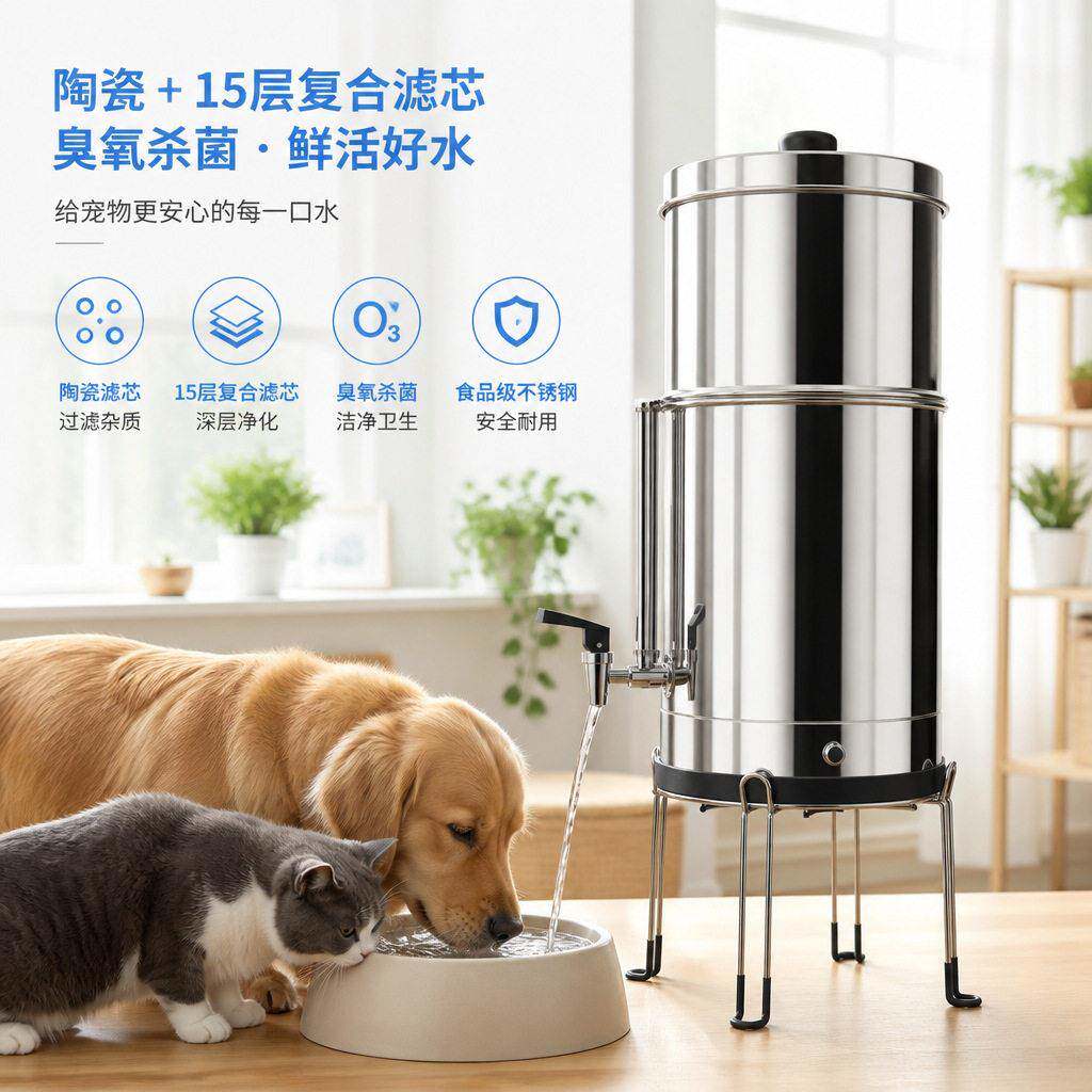 宠物猫狗饮水器不锈钢饮水桶杀菌过滤直饮水机宠物店10升