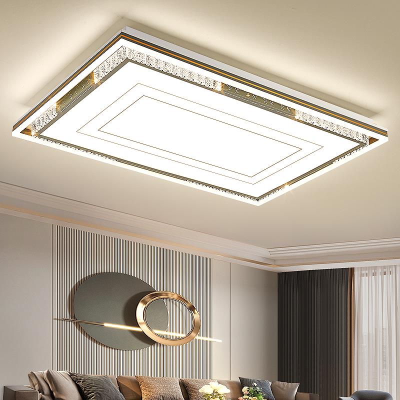 客厅灯简约现代大气2025新款轻奢水晶客厅灯超亮大厅吸顶吊灯具套