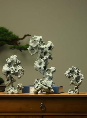 彷真微型假山人造太湖石摆件盆景绿植鱼缸水族创意中式造景装饰