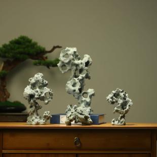 彷真微型假山人造太湖石摆件盆景绿植鱼缸水族创意中式造景装饰