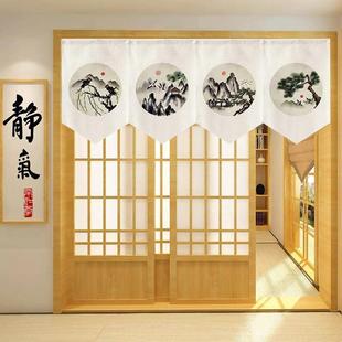 厨房三角旗门帘店铺商用隔断装 新中式 饰家用布艺短帘中国玄关定制