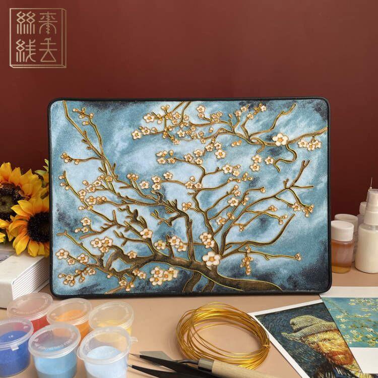 梵高掐丝珐瑯画杏花非遗diy手工解闷减压世界名画客厅艺术装饰画