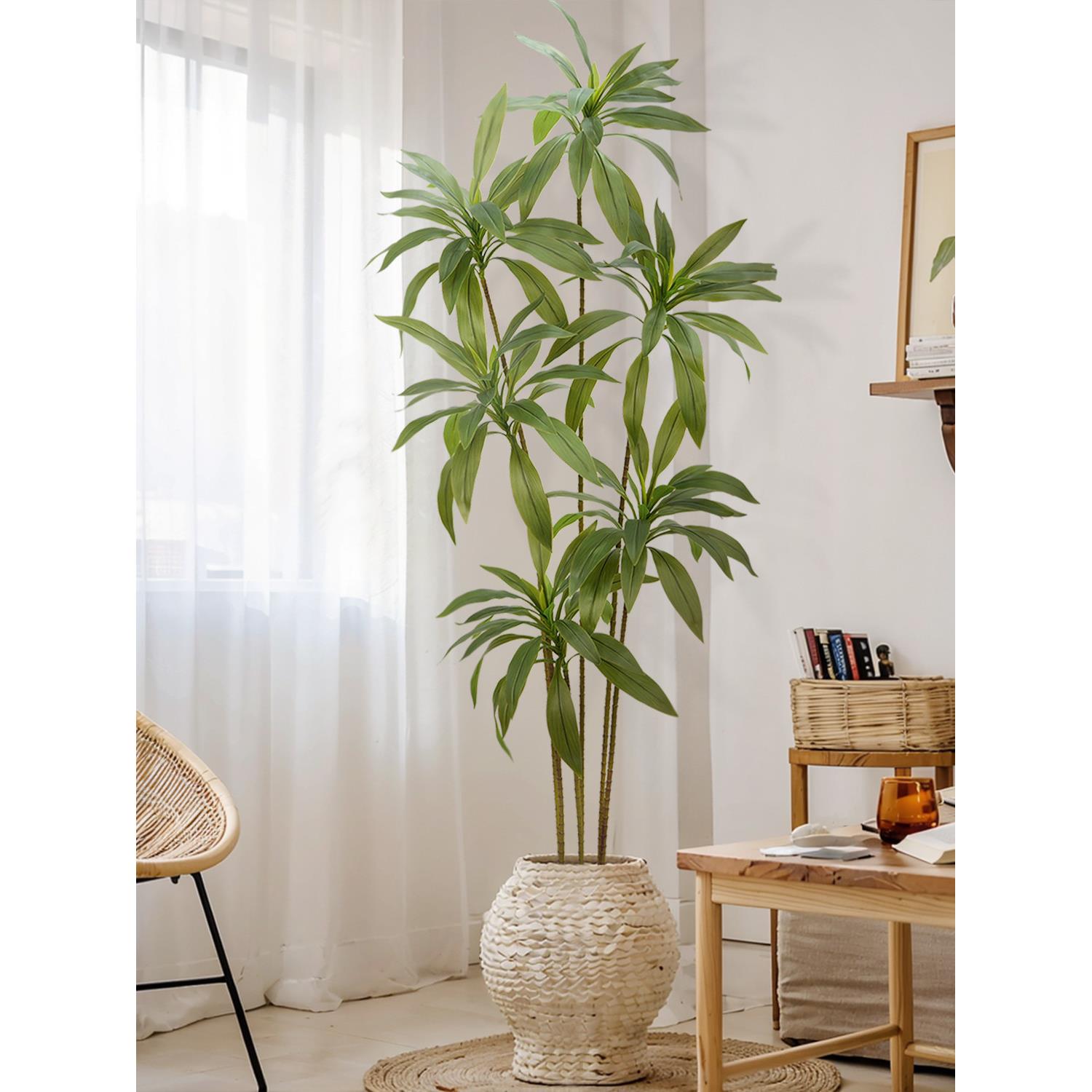 采购产品模拟绿色叶子朱红色，假绿色植物盆栽可访问的豪华装饰，
