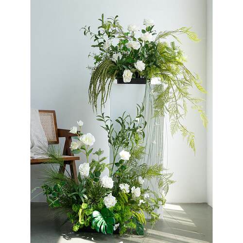 模拟绿色植物造景组合窗室内装饰大型插花饰品彷生假花卉植物饰品