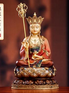 台湾纯铜地藏王菩萨家用供奉地藏王佛像地藏菩萨坐像客厅桌面摆件