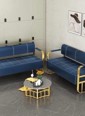 美发店休息区专用等候沙发理发店等候椅简约不锈钢长条高档沙发椅