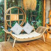 椅新中式 休闲 躺椅藤椅单人沙发椅懒人阳台休闲 单椅贵妃椅休闲