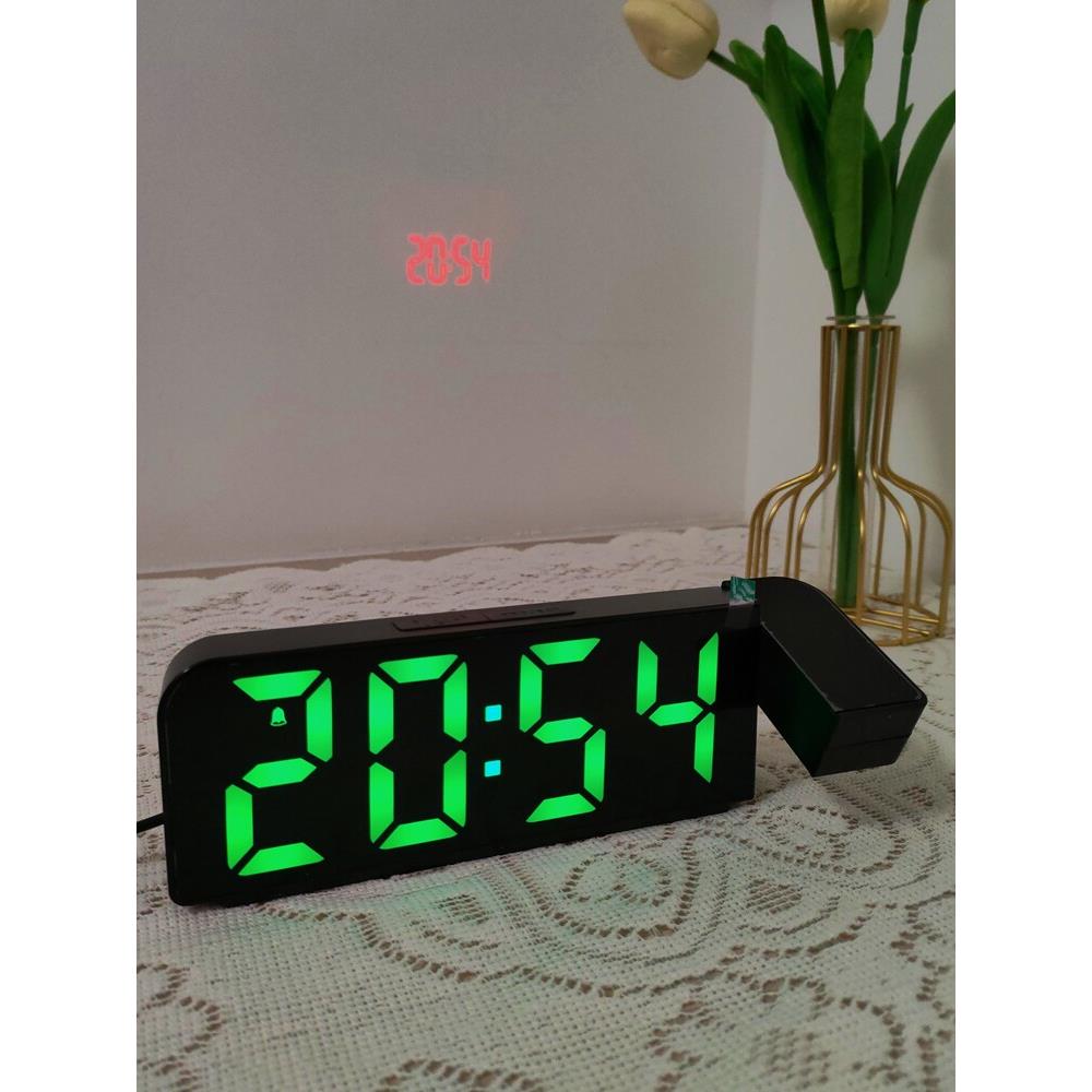 新型多功能简易投影闹钟桌面夜光闹钟智能投影闹钟床头静音电子闹