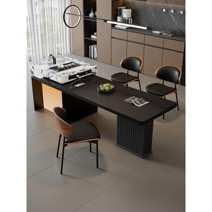 岛台餐桌一体家用可伸缩2025新款 现代简约轻奢高级感岩板吃饭桌子