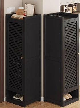 门口鞋柜极窄小型入户多层单门家用室内外楠竹鞋架收纳柜防尘玄关