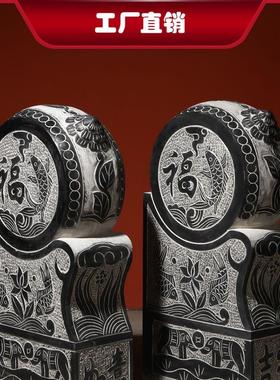 石雕门墩一对抱鼓石青石彷古石狮子镇宅家用门墩石鼓摆件招财大象