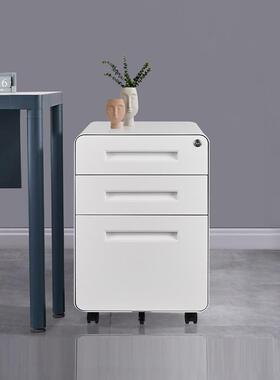 钢制可移动电脑桌矮柜三抽办公办公室抽屉柜桌下收纳活动柜带锁