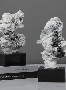 新中式禅意云山石头摆件样板间书房博古架茶几书柜太湖石软装饰品