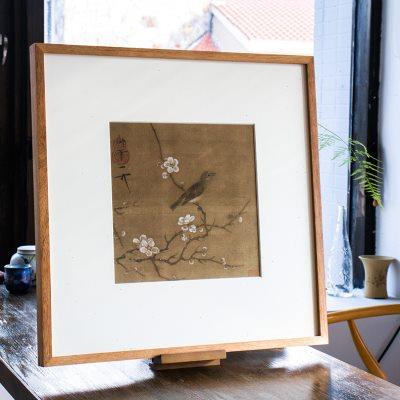复古花鸟装饰画禅意实木装裱画框定制客厅挂墙中式沙发背景墙挂画