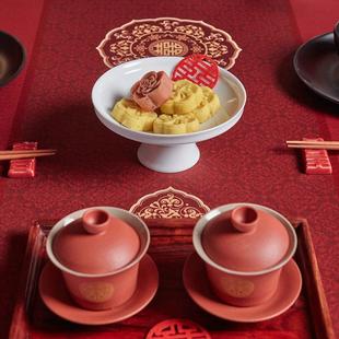 红色结婚方桌布防水婚庆茶几订婚喜字餐桌台布新婚礼定制中式 新款