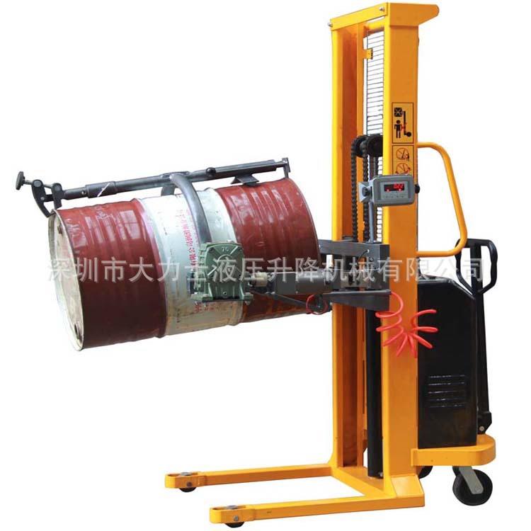 单门架半电动油桶堆高车YL520-1油桶翻转倒料车