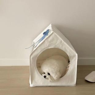 通用猫窝狗窝睡眠小屋可拆洗帐篷半封闭宠物官方正品 韩国纯色四季