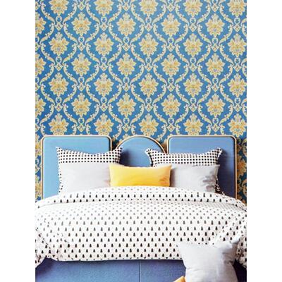 3D立体凹凸图案简单欧式壁纸可访问豪华风格浅金色深蓝色欧式菱形