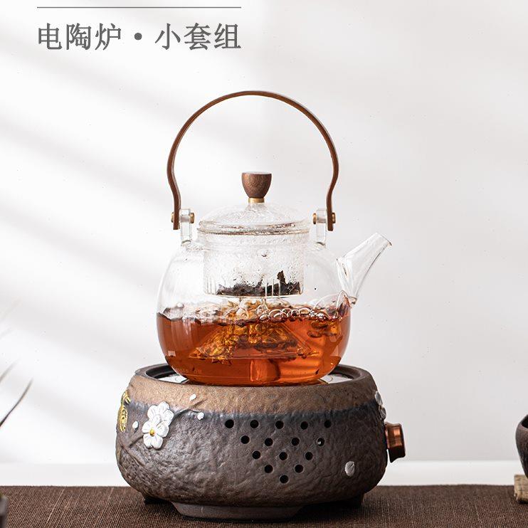 蒸煮炉茶壶电陶炉加热玻璃烧水壶家用陶壶茶具自动小型煮茶器套装