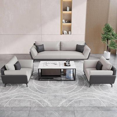 办公室商务会客沙发茶几组合简约现代接待室休息区真皮双人三人位