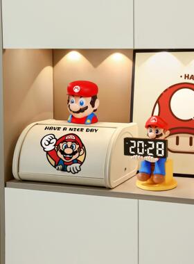 马里奥多巴胺收纳盒桌面化妆品置物架首饰盒玄关收纳箱放钥匙摆件