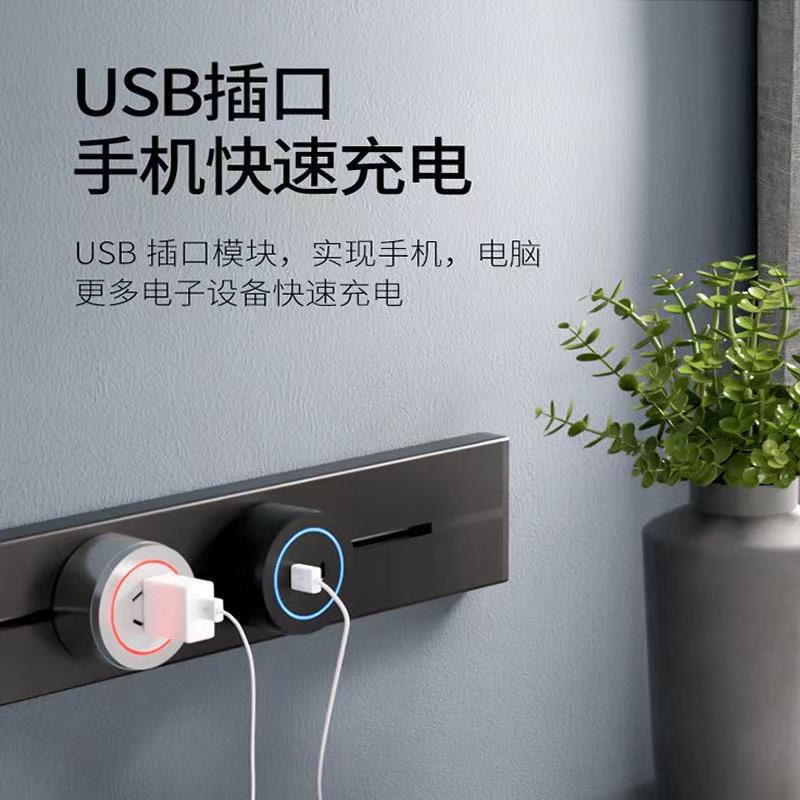 可移动25cm轨道插座无线家用衣橱柜子短距离壁挂式多功能USB排插