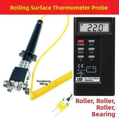 表面滚轮热电偶测温仪 WRNM-101模具K滚筒滑轮轴承曲面平面温度计