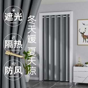 门帘卧室隔断窗亚麻纯色布艺窗帘免打孔遮挡帘子过道空调挡风挂帘