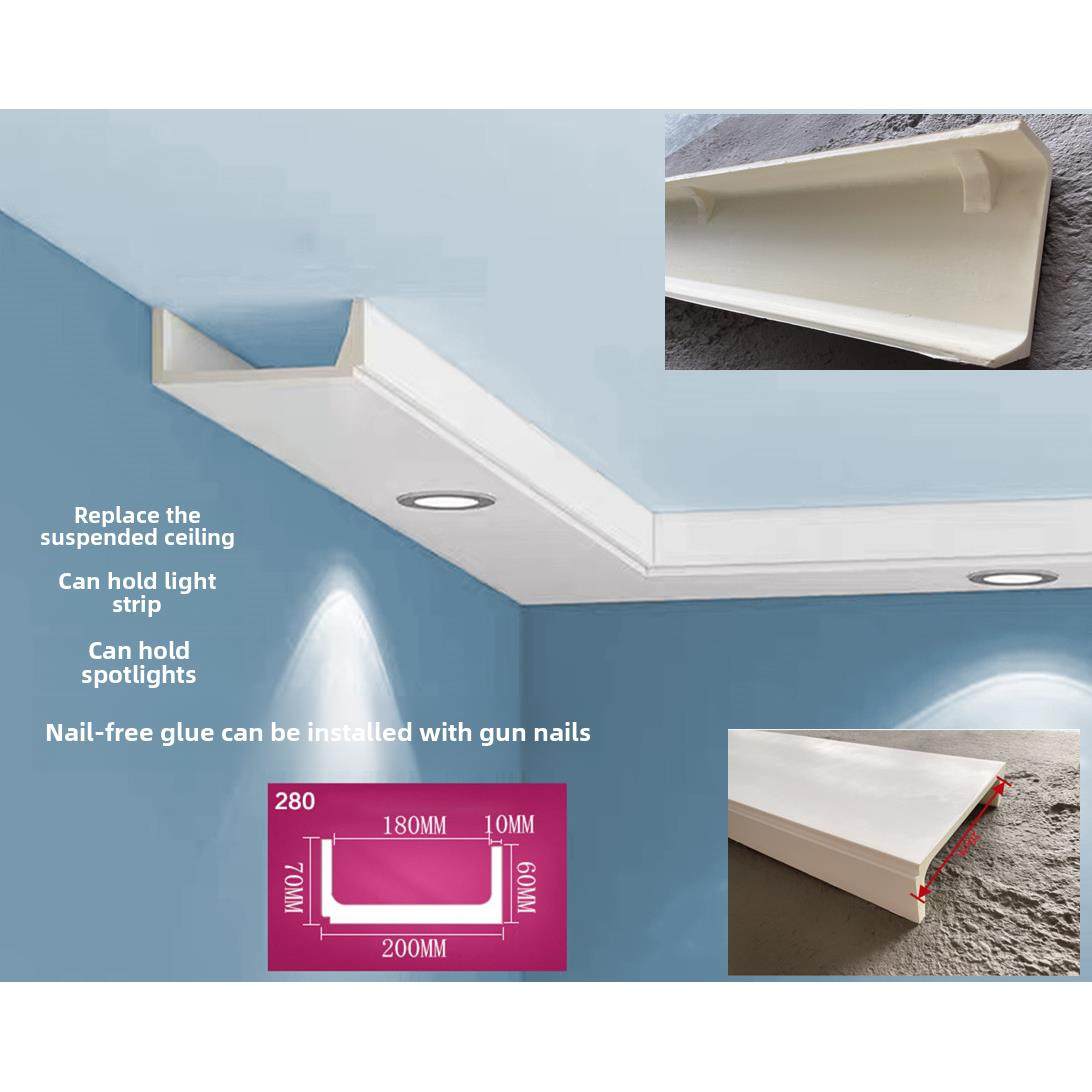 pu线条光影线灯槽线现代简约欧式天花板吊顶装饰彷石膏法式简约,基础建材,相框线条,淘宝优惠券,粉丝福利购,淘宝优惠卷