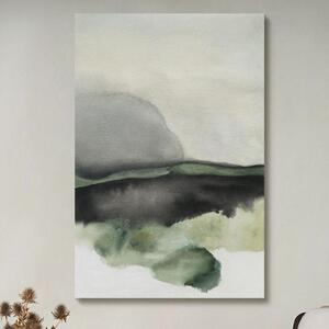《青山如黛》新中式抽象水墨风景画原木风客厅装饰画竖版挂画