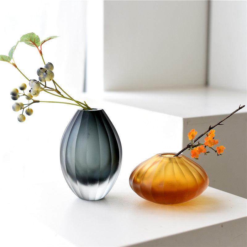 高端轻奢现代简约磨砂面彩色玻璃花瓶小号水培花器咖啡厅桌面装饰,家居饰品,花瓶,淘宝优惠券,粉丝福利购,淘宝优惠卷