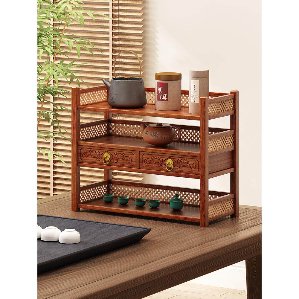 小型功夫茶杯架茶壶茶具茶桌置物架紫砂壶摆放架实木桌面博古架子