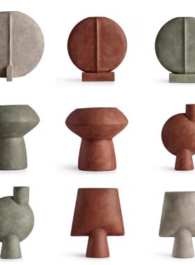 陶瓷客厅装饰品摆件花瓶创意异形新中式覆古怀旧干燥花器花插花器