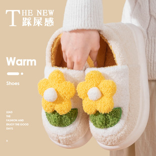 厚底包跟棉拖鞋 女秋 女秋冬室内家居防滑保G暖毛绒产后月子鞋 棉鞋