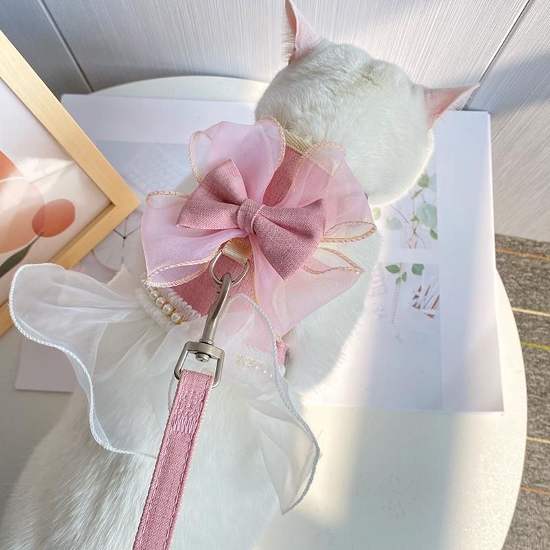 猫咪牵引绳仙女背心式胸背带栓猫链外出专用衣服猫用品.溜猫绳网