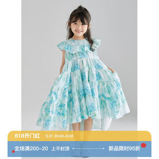 重磅定制 小清新连衣 2022夏清凉甜美荷叶边打缆 蛋糕O大裙摆无袖