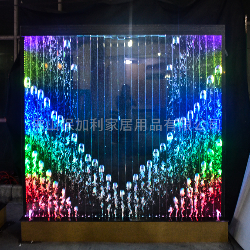 水幕墙酒柜屏风客厅鱼缸 装饰玄关隔断流水墙 亚克力气泡墙加湿墙