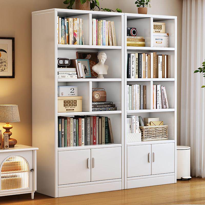 全实木书架书柜一体现代中式置物架带柜门收纳层架家用办公置物架