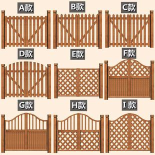 定制花园木门碳化防腐木栅栏围栏门户外庭院围墙院子篱笆护栏木门