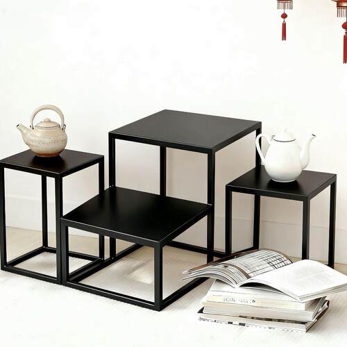 工艺品摆件架子铁艺落地增高底座中式桌盆栽置物架展示架收纳铁架