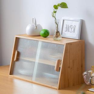 客厅桌面餐边柜日式非实木茶水柜厨房台上防尘收纳置物柜小茶柜子