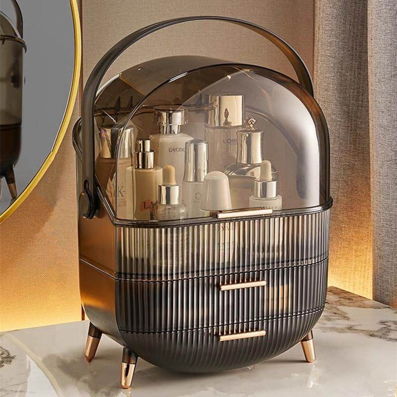 轻奢化妆品收纳盒防尘高级感大容量梳妆台护肤品面膜置物架化妆箱