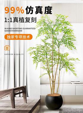 南迪纳竹子模拟绿色植物室内电视柜旁边的大型地板站立的装饰品客