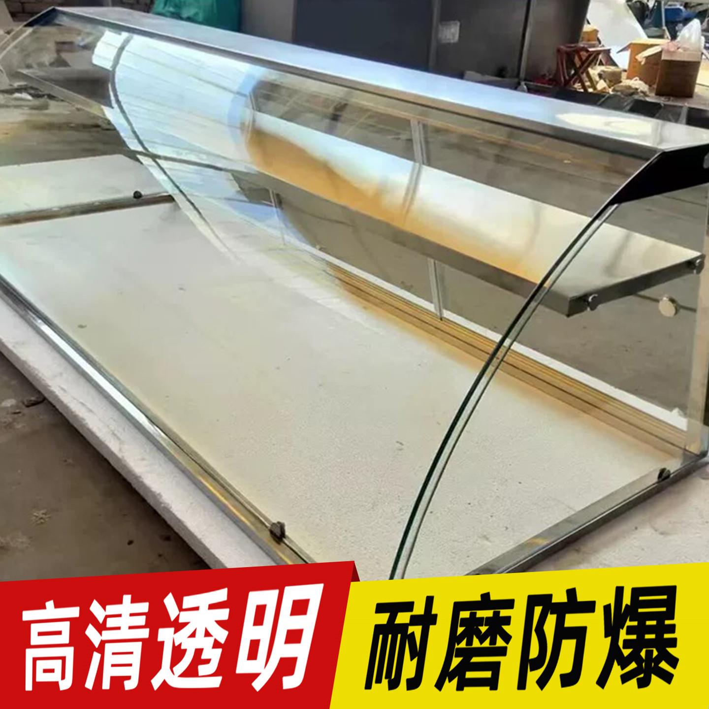 餐饮玻璃展示柜订做玻璃罩半圆形定做弧形摆摊凉菜柜快餐大排档