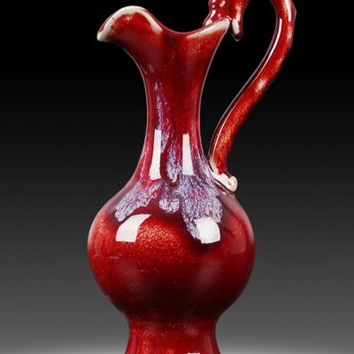 陶瓷小花瓶仿古窑变裂纹白色钧瓷家居装饰品客厅插花器工艺品摆件