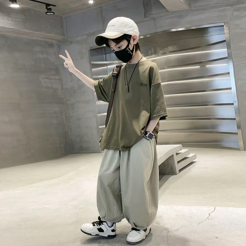左西儿童装男童夏装套装2025新款夏季时髦衣服痞帅大童男孩帅气短