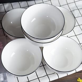 碗 粥碗居家适用陶瓷碗 6只装 家用饭碗汤碗创意面碗美食盛汤碗个性