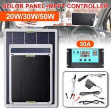 单晶太阳能板10W20W30W充电汽车电瓶12V24V套装带控制器和OBD线